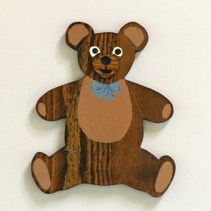 Vintage Wooden Hand-Painted Teddy Bear